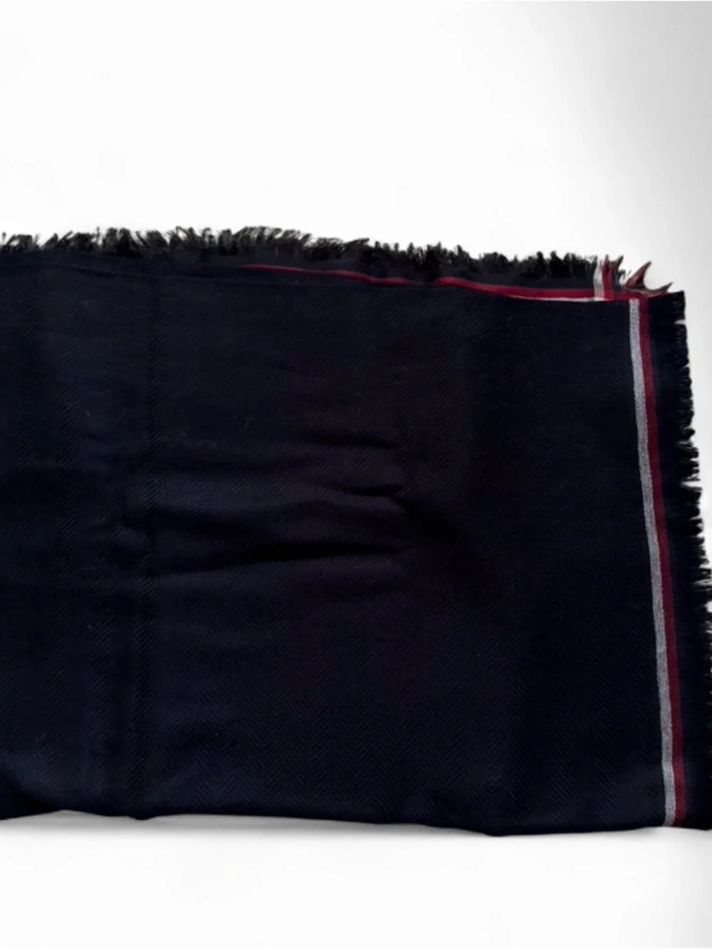 F&F Black Scarf with Red and White Trim